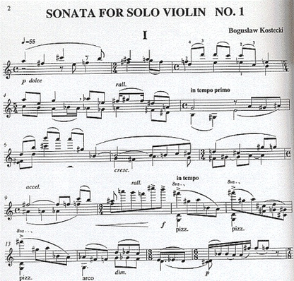 Kostecki, Boguslaw: Sonata #1 (violin solo)