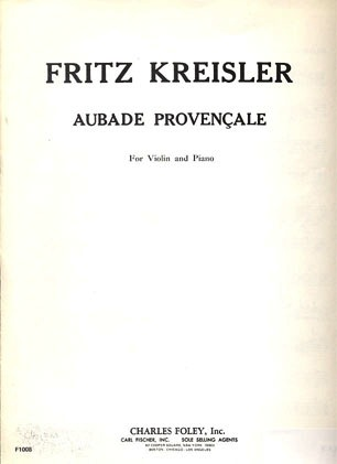 Kreisler: Aubade Provencale Out of Print