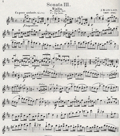 Leclair, J.M.: Sonata #3 in D (violin & piano)