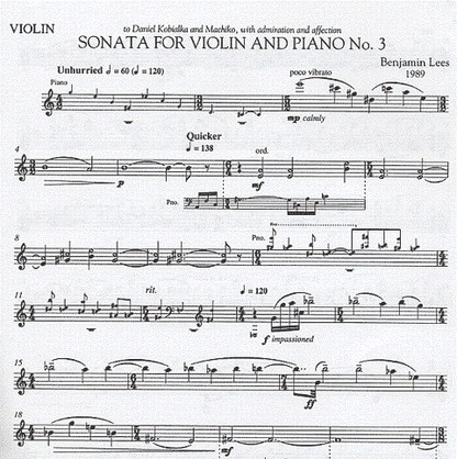 Lees, B.: Violin Sonata, No. 3 (violin & piano)