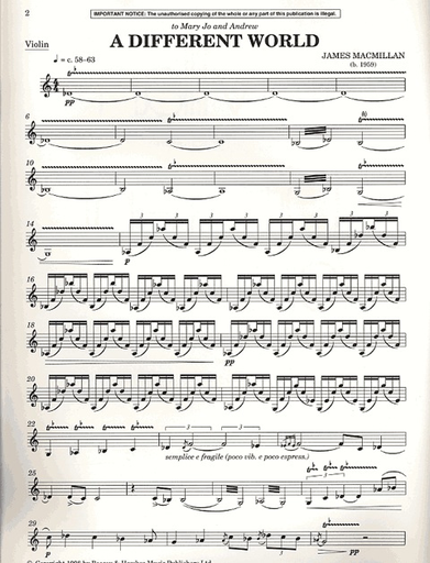 Macmillan, J: A Different World (violin & piano)