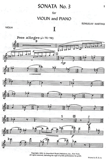 Martinu, B. : Sonata No. 3 (Violin & Piano)