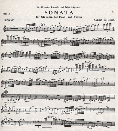 Milhaud, Darius: Sonata (violin & piano)