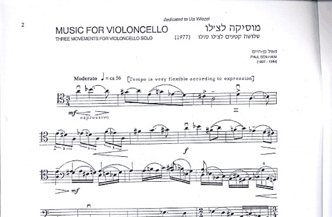 Ben-Haim, Paul: Music for Violoncello Solo-1977