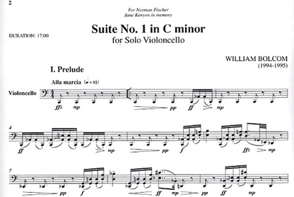 Bolcom, William: Suite No. 1 in C minor for Solo Cello