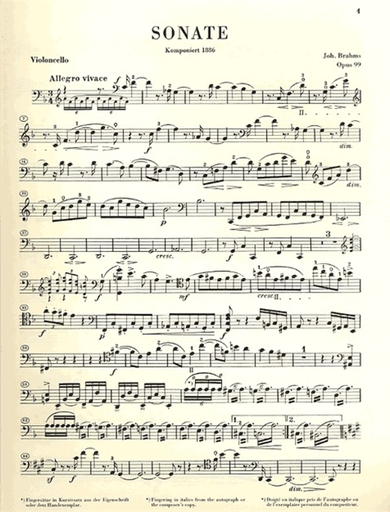 Brahms, J. (Voss & Behr): Sonata in F Major, Op.99 - URTEXT (cello & piano)