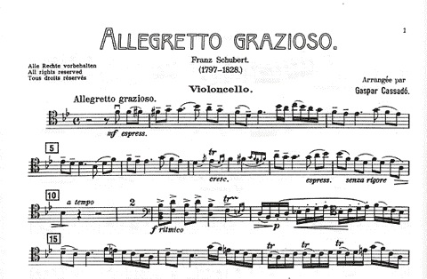 Schubert F./Cassado G.: Allegretto Grazioso (cello & piano)