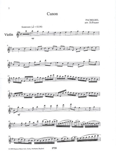 Pachelbel (Fraser): Canon (violin & piano)