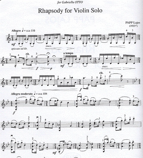 Papp: Rhapsody (violin solo)