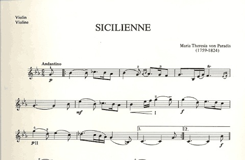 Paradis, Maria Theresa (Dushkin): Sicilienne (violin or cello & piano)
