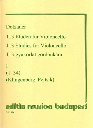 Dotzauer (Pejtsik): 113 Studies Vol.1 No. 1-34 (cello), Edito Musica Budapest