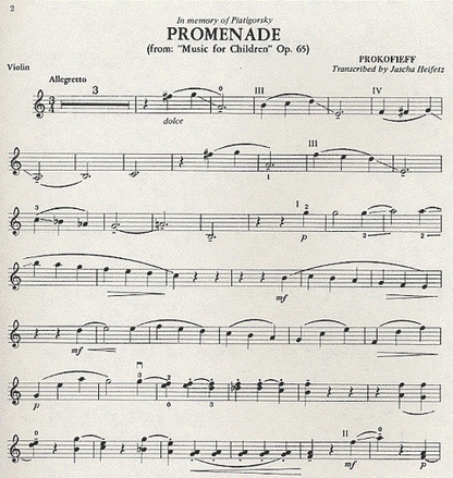 Prokofiev (Heifetz): March (violin alone)Promenade (violin & piano)