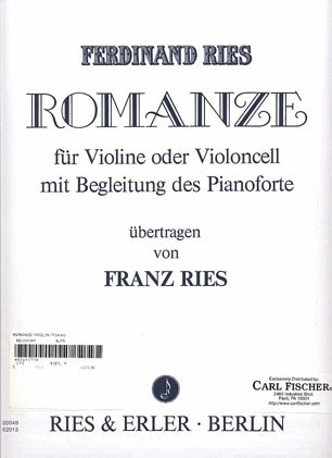 Ries, Ferdinand: Romanze (violin & piano) or  (cello & piano)