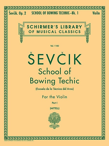 Sevcik: School of Bowing Op.2 No. 1 (violin) SCHIRMER