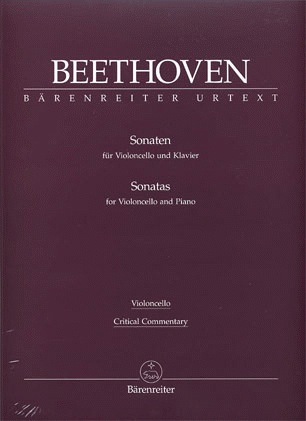 Beethoven (Del Mar): Sonatas for Pianoforte & Violoncello - URTEXT (cello & piano) Barenreiter