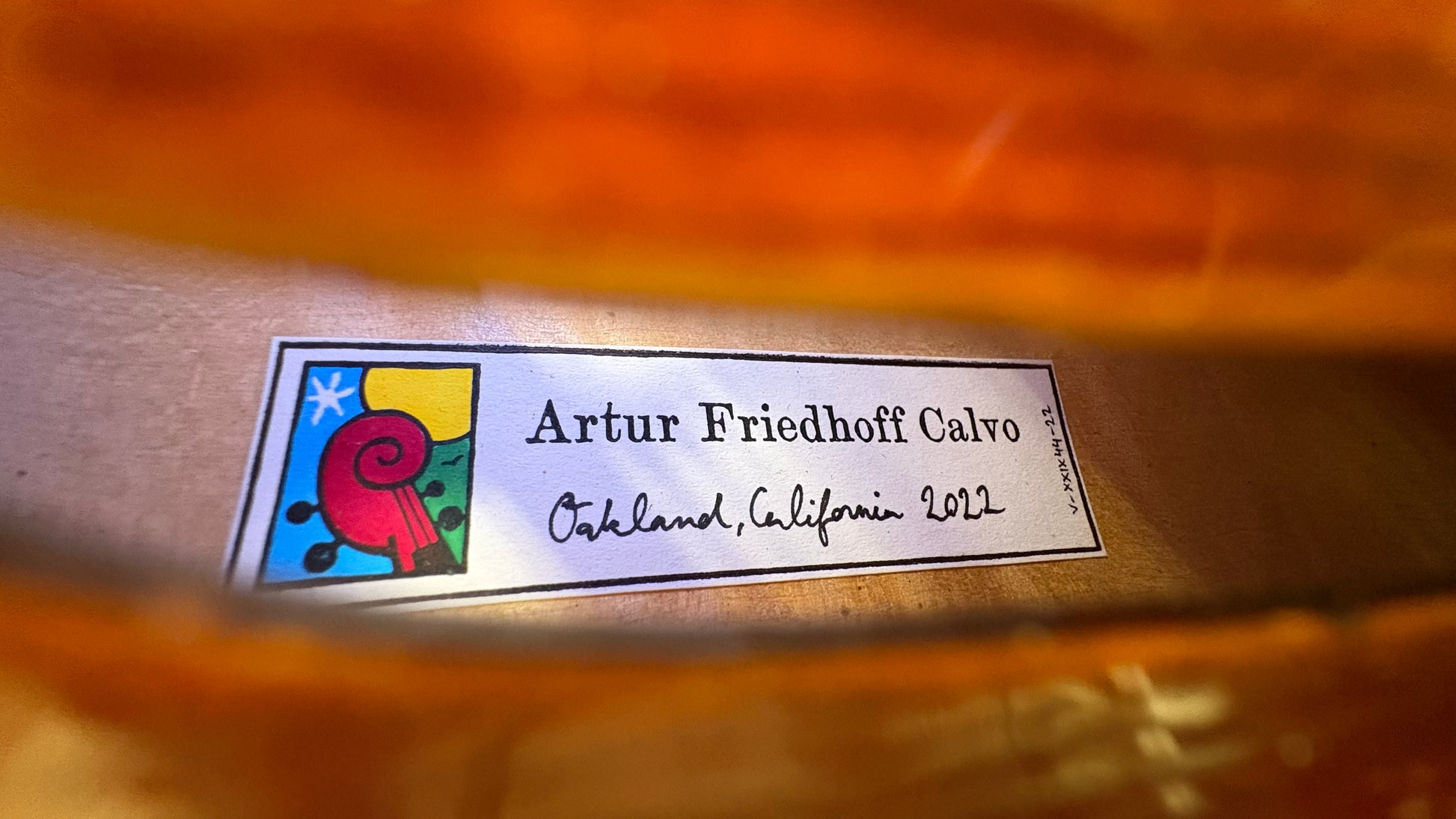 Artur Friedhoff Calvo violin, Strad Titian model, 2022, Oakland CA
