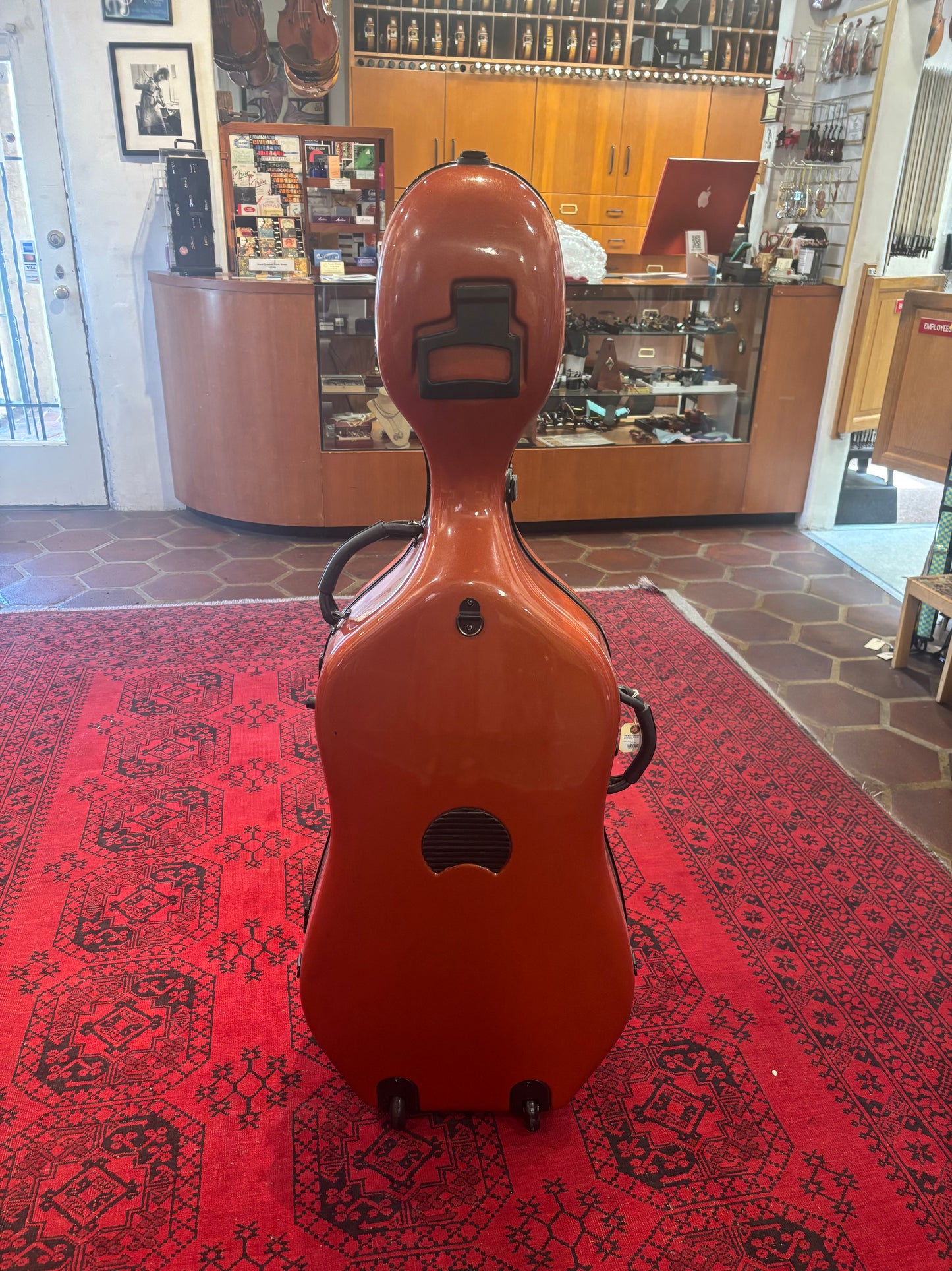 BAM Newtech cello case w,  wheels, used, terracotta | Metzler Violins