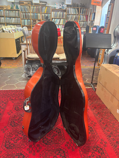 BAM Newtech cello case w,  wheels, used, terracotta | Metzler Violins