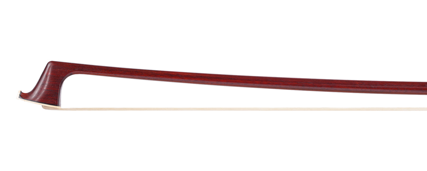 Unbranded pernambuco violin bow, silver-mounted, 63.1g., possibly from the Siefried workshop
