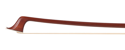 Unbranded modern silver-mounted Pernambuco cello bow with large Fleur-de-Lys