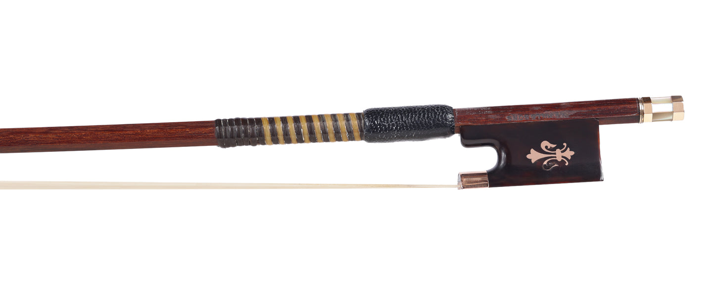 W.E. HILL & SONS violin bow, Tortoise & Gold Fleur de Lis, by Sydney Yeoman 57.1 g| Metzler Violins