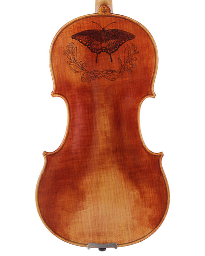 Michelle Brianna Ropp violin, 2023, with butterfly design | Metzler Violins