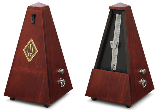 Wittner Maelzel wood pyramid metronome with bell, matte  Mahogany Finish