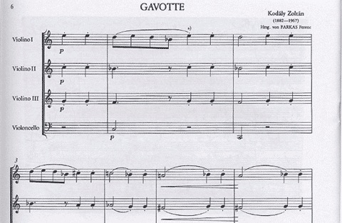 Kodaly, Zoltan: Gavotte for 3 Violins & Cello