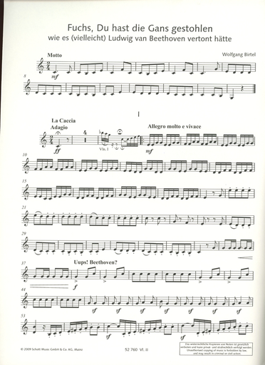 Birtel, W.: Fox, You've Stolen the Goose as Ludwig van Beethoven could (possibly) have composed it (string quartet) score and parts