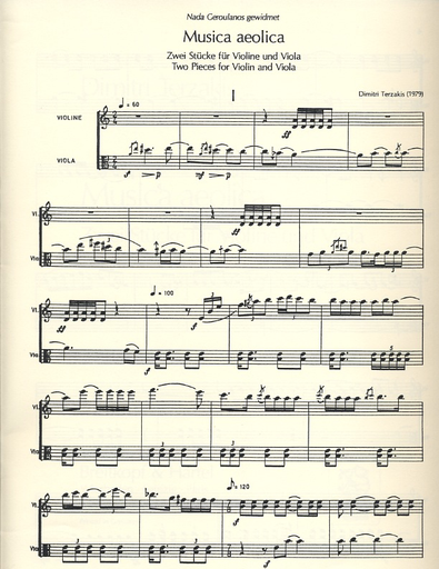 Terzakis, Dimitri: Musica Aeolica (violin & viola)