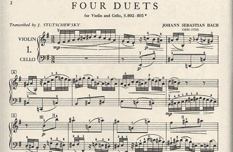 Bach, J.S.: Four Duets for (violin, cello) IMC