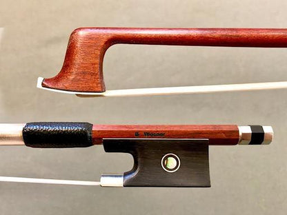 G. WERNER 4/4 Pernambuco violin bow, nickel mounted ebony frog, round stick