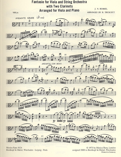Hummel, J.N.: Fantasie (viola & piano)