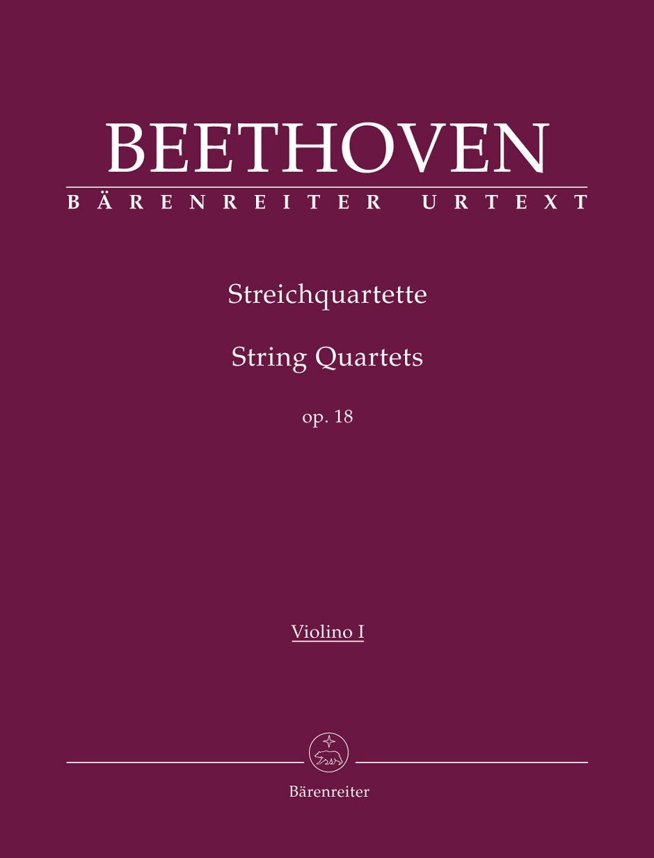 Beethoven (Del Mar): String Quartets, Op. 18, Nos.1-6 -URTEXT (string quartet parts) Barenreiter