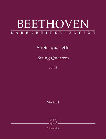 Beethoven (Del Mar): String Quartets, Op. 18, Nos.1-6 -URTEXT (string quartet parts) Barenreiter