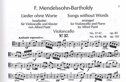 Mendelssohn, F.: Song Without Words Vol.4 (cello & piano)