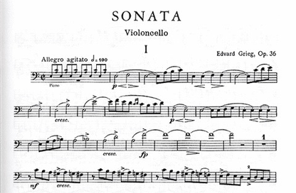 Grieg, Edvard: Sonata Op.36 in A minor (cello & piano)
