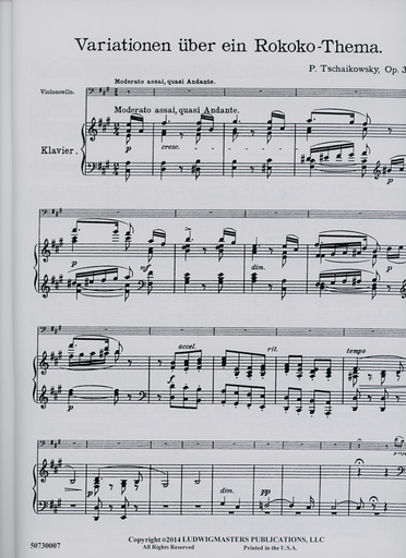 Tchaikovsky, P.I. (Fitzenhagen, arr.): Rococo Variations, Op. 33 (SCORE)