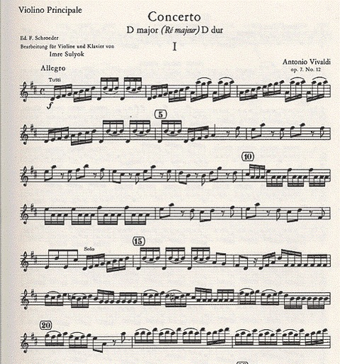 Vivaldi, A.: Concerto in D Op.7 No.12 (violin & piano)