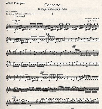 Vivaldi, A.: Concerto in D Op.7 No.12 (violin & piano)