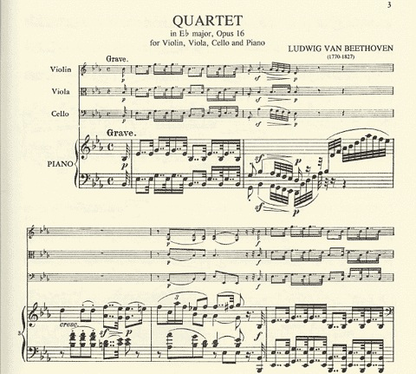 Beethoven, L.van: Piano Quartet in Eb op.16 (violin, viola, cello, piano)