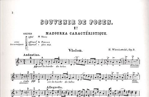 Wieniawski, H.: Souvenir de Posen Mazourka caracteristique #1 Op.3 (violin & piano)