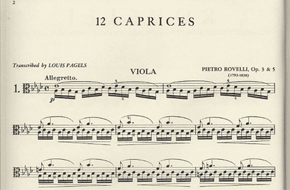 Rovelli, Pietro: 12 Caprices, Op.3 & Op.5 (Viola)