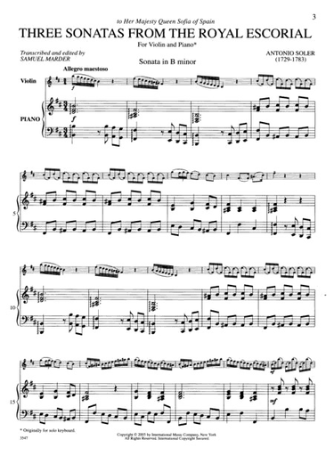 Soler, Antonio: Three Sonatas from the Royal Escorial (violin & piano)