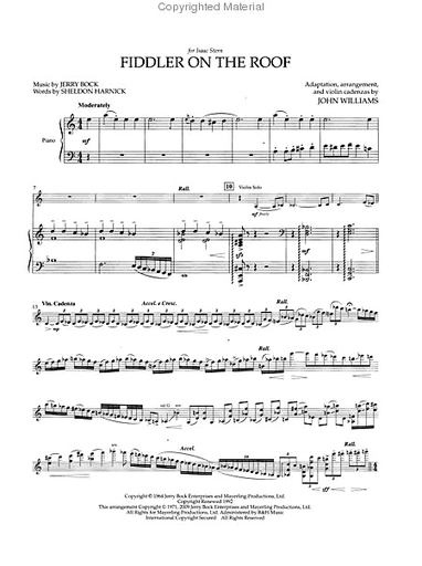 Bock (Williams): Fiddler on the Roof (violin & piano)