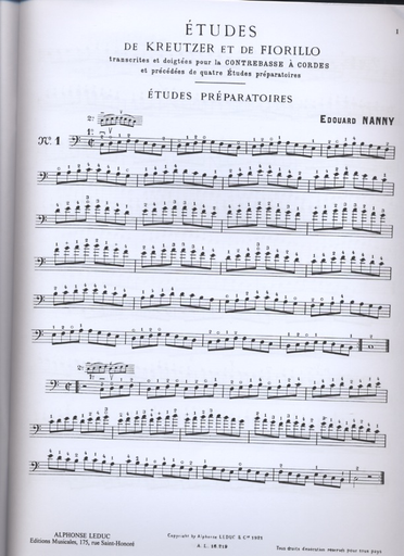 Nanny, Edouard: Kreutzer & Fiorillo Etudes transcribed for Bass