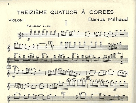 Milhaud, Darius: String Quartet No. 3 (2 violins, viola, cello)