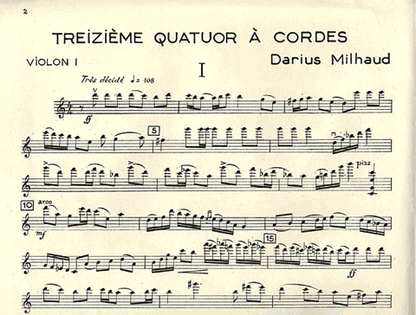 Milhaud, Darius: String Quartet No. 3 (2 violins, viola, cello)