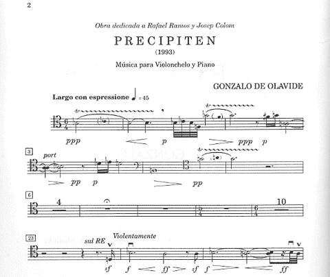 Olavide, Gonzalo de: Precipiten (cello & piano)