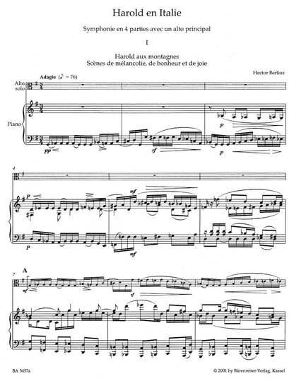 Berlioz (Banks/Macdonald): Harold in Italy - URTEXT (viola & piano reduction) Barenreiter